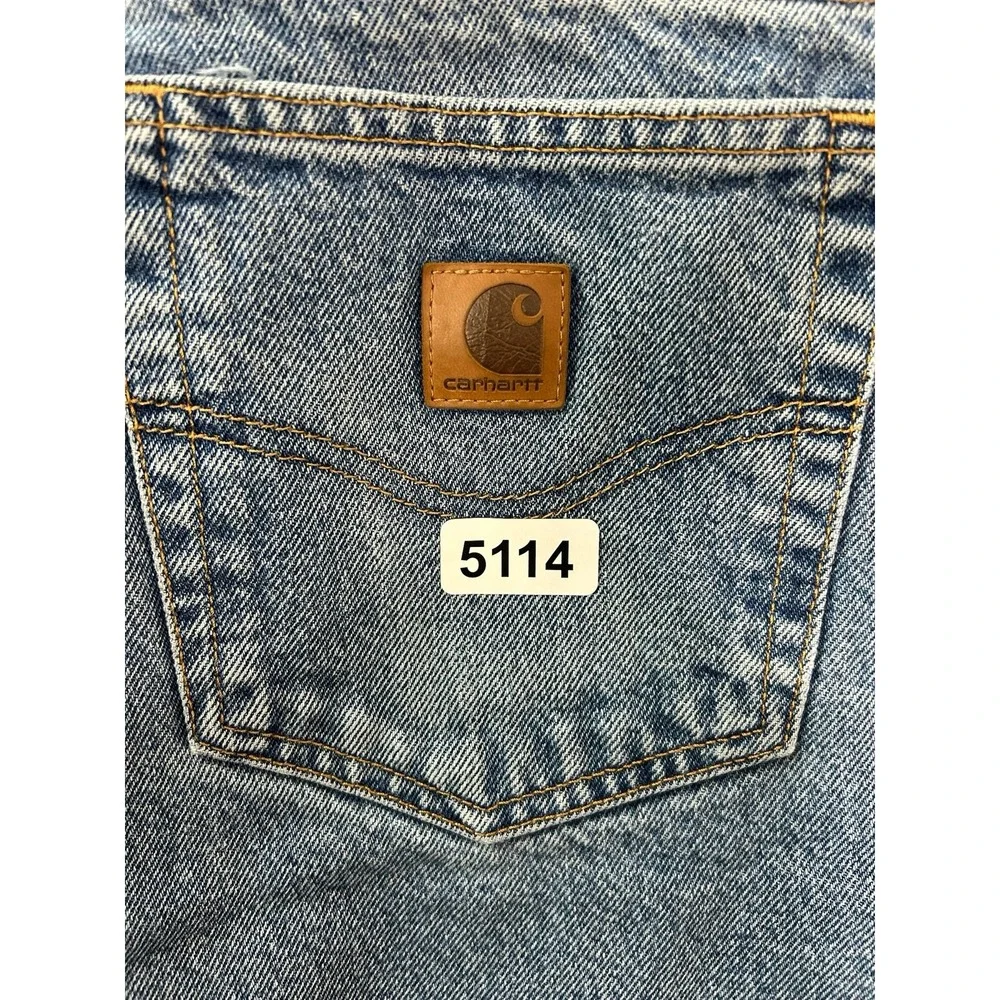 CARHARTT Relaxed‎ Fit Fleece Lined Jeans Medium Blue Denim Men's Size 34X31